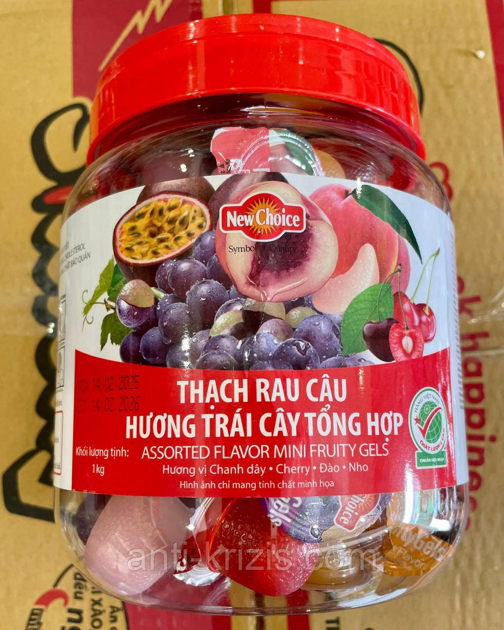 Цукерки "New Choice" фруктове желе асорті із соком і шматочками фруктів, асорті 1000 г (В'єтнам)