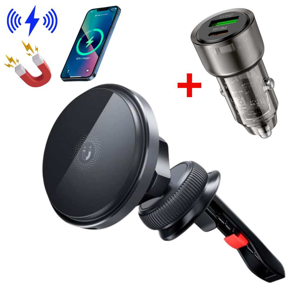 Магнітний тримач MagSafe автомобільний для iphone з бездротовою зарядкою в решітку дефлектор XO 15W, фото 1