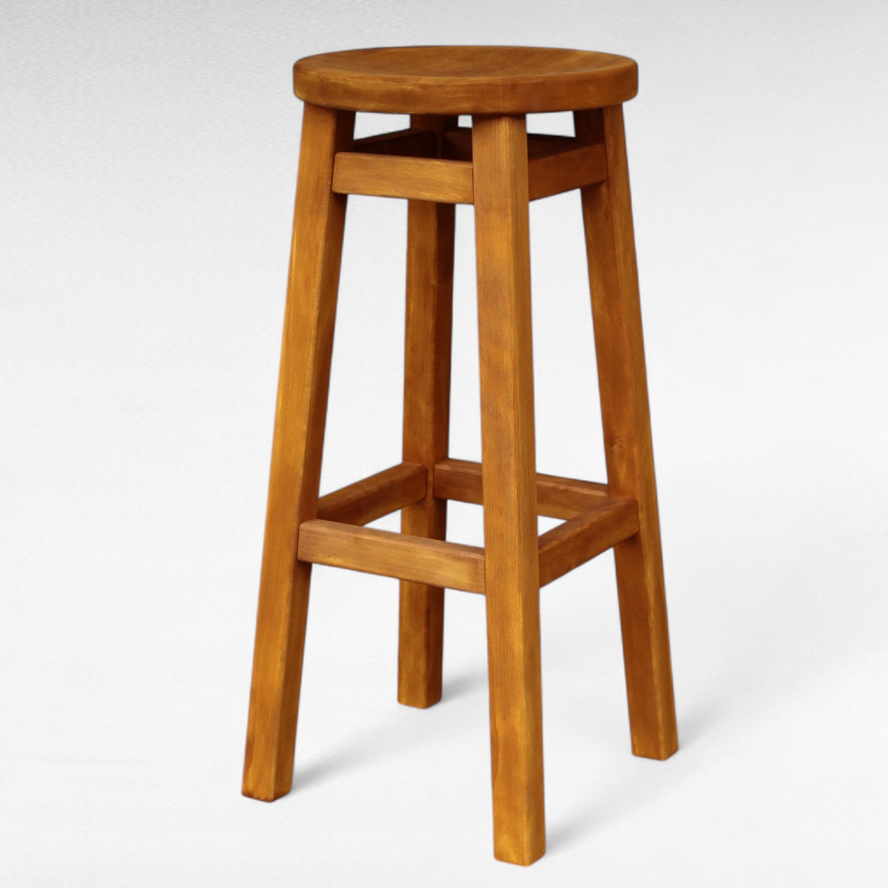 Барний табурет стілець високий круглий ПАБ КОМФОРТ з дерева ВІЛЬХА для кафе кухні пабу 75 см, фото 1