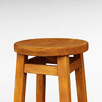 Барний табурет стілець високий круглий ПАБ КОМФОРТ з дерева ВІЛЬХА для кафе кухні пабу 75 см, фото 2