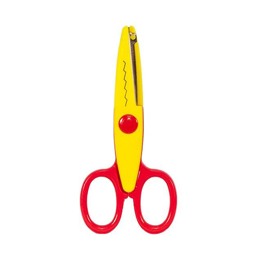Ножиці дитячі 80685(Red-Yellow) з фігурним лезом, фото 1