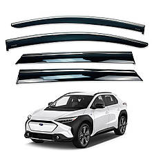 Дефлектори вікон (вітровики) для Subaru Solterra 2022+ з нерж. хром полоскою (HAWK)