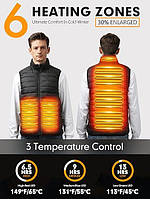 Жилет з підігрівом LABEWVI Y1, 6 зон обігріву, 7.4V, чорний, розмір XXL