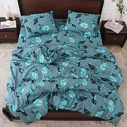 Двоспальний (Поліестер) | Комплект постільної білизни "Тропічний лист" | Простирадло 180х220 см
