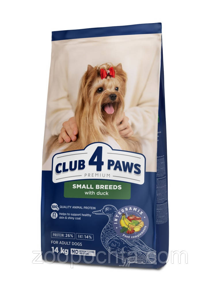Сухий корм Club 4 Paws Premium Adult Клуб 4 лапи для собак маленьких порід c качкою, 14 кг., фото 1