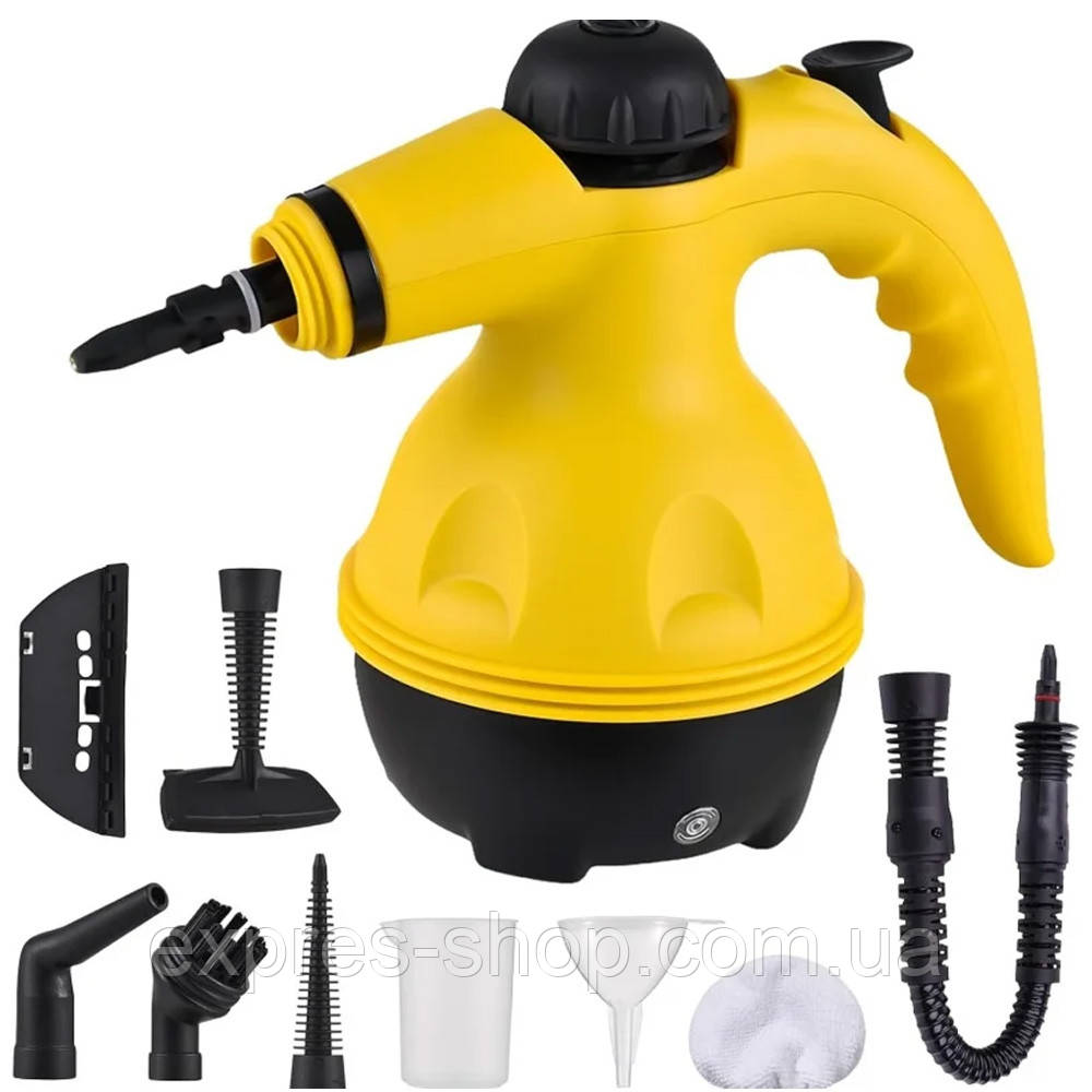 Ручний пароочисник + 7 насадок, 1000Вт, 350мл, RAF R1028 / Портативний пароочисник для дому, фото 1