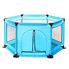 Манеж дитячий з м'яким дном, Блакитний / Манеж майданчик для дітей / Ігровий манеж / Дитячий манеж складаний, фото 3