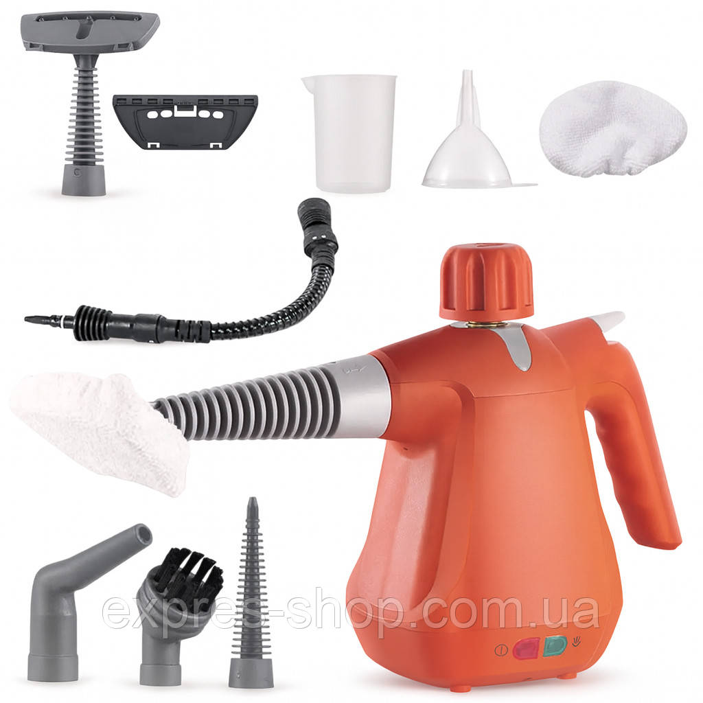Ручний пароочисник + 6 насадок, 1000Вт, DOMOTEC MS-1372 / Парогенератор для прибирання / Паровий очищувач, фото 1