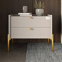 Тумба приліжкова LION Wood з двома шухлядами Кашемір (золоті ножки) (LION-041355) ТОП