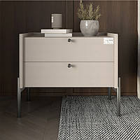 Тумба приліжкова LION Wood з двома шухлядами Кашемір (чорні ножки) (LION-041356) ТОП