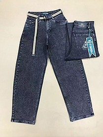 Жіночі сині джинси багі з високою посадкою