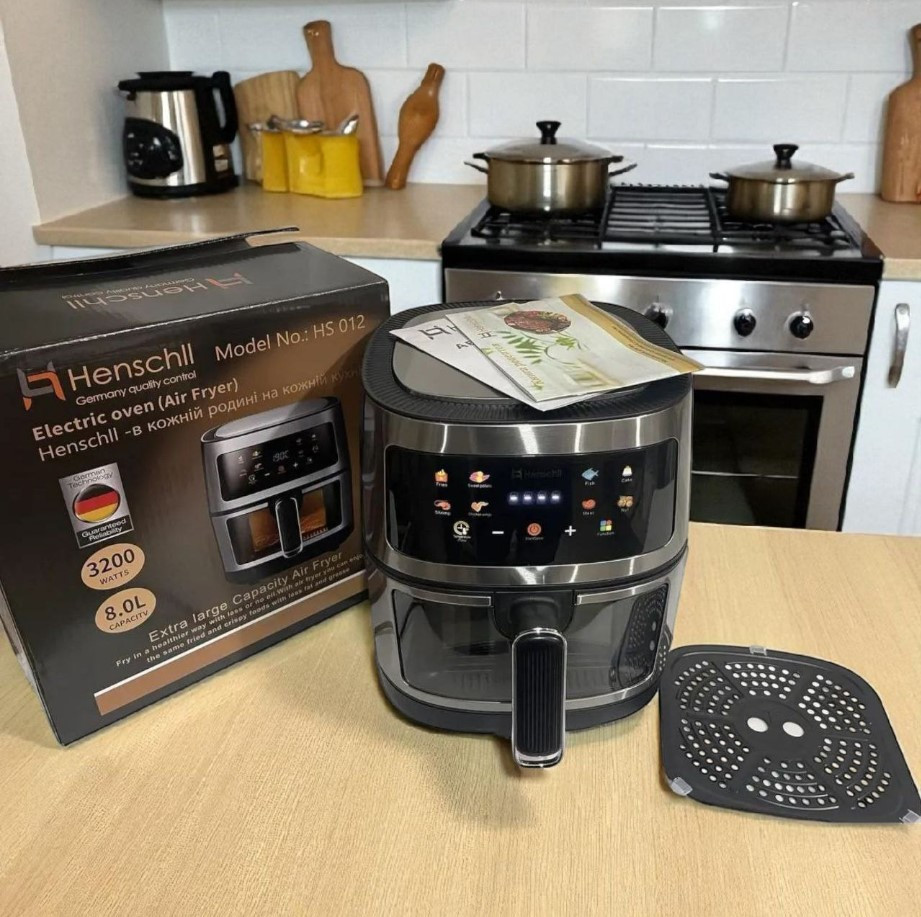 Аерогриль духова піч на 8 л для випікання та запікання м'яса й овочів з 8 автоматичними функціями 3200 Вт, фото 1