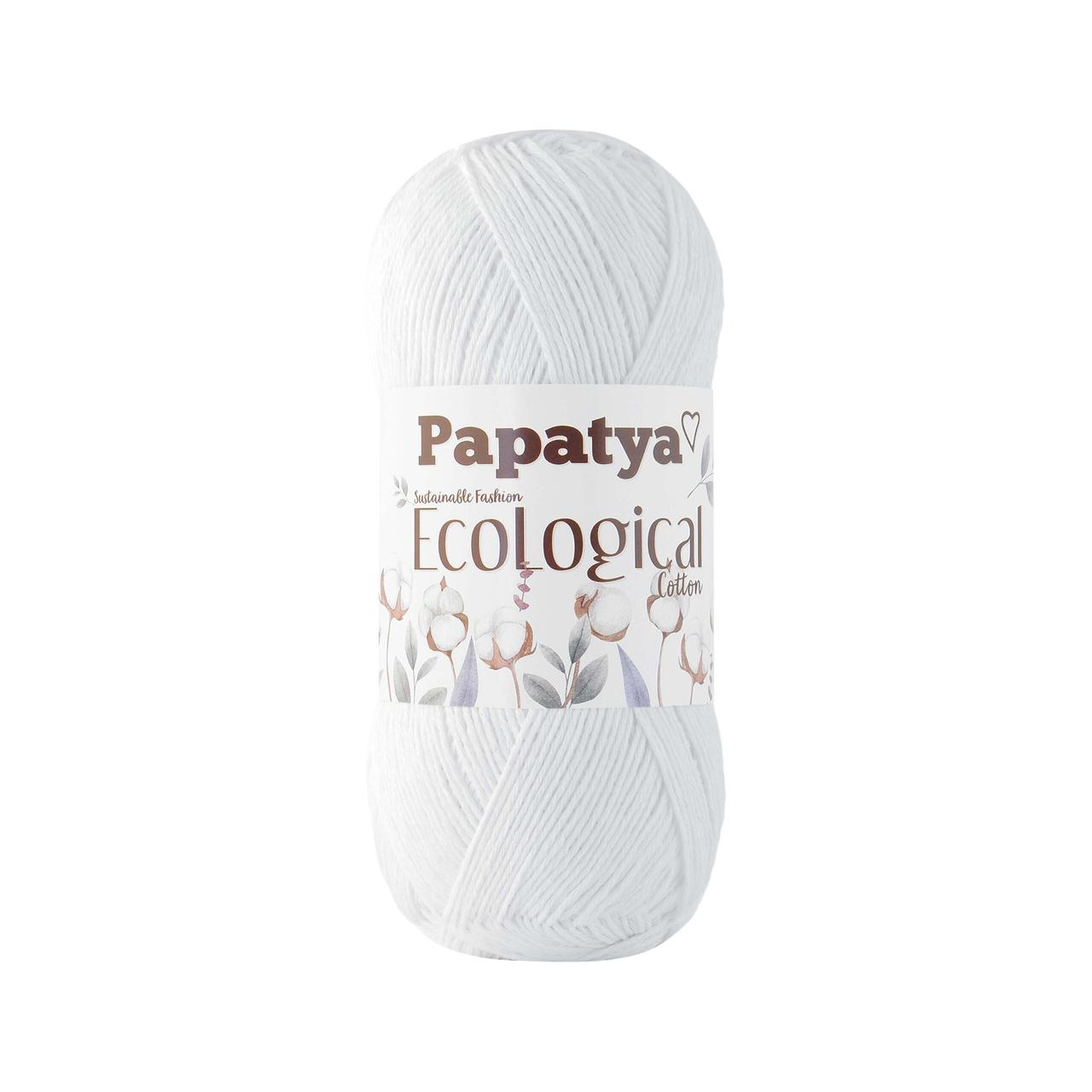 PAPATYA ECOLOGICAL COTTON (Папатя Еколоджикал Коттон) №306 білий (Пряжа бавовна, нитки для в'язання), фото 1