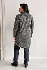 Сірий кардиган для повних на блискавці зручні кишені подовжений, фото 2
