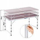 Складаний стіл для пікніка з 4 стільцями 120x70x60 см коричневий туристичний розкладний для кемпінгу та відпочинку, фото 7