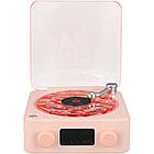 Портативна Bluetooth-колонка з RGB-підсвіткою від USB рожева в стилі вінілового програвача, фото 3