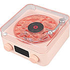 Портативна Bluetooth-колонка з RGB-підсвіткою від USB рожева в стилі вінілового програвача, фото 4