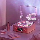 Портативна Bluetooth-колонка з RGB-підсвіткою від USB рожева в стилі вінілового програвача, фото 5