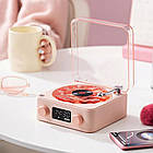 Портативна Bluetooth-колонка з RGB-підсвіткою від USB рожева в стилі вінілового програвача, фото 7