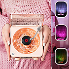 Портативна Bluetooth-колонка з RGB-підсвіткою від USB рожева в стилі вінілового програвача, фото 8