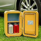 Холодильник для автомобіля з дзеркалом і підсвіткою, 20 л, жовтий, стильний і функціональний для поїздок, фото 3
