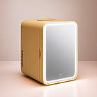 Холодильник для автомобіля з дзеркалом і підсвіткою, 20 л, жовтий, стильний і функціональний для поїздок, фото 4