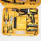 Бездротовий шурупокрут-дриль акумуляторний з набором інструментів і двома АКБ для домашнього ремонту, фото 8
