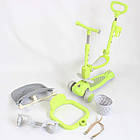 Дитячий самокат із сидінням 5 в 1, до 90 кг, зелений, універсальний для прогулянок та активного відпочинку, фото 3