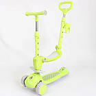 Дитячий самокат із сидінням 5 в 1, до 90 кг, зелений, універсальний для прогулянок та активного відпочинку, фото 7