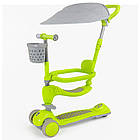 Дитячий самокат із сидінням 5 в 1, до 90 кг, зелений, універсальний для прогулянок та активного відпочинку, фото 10