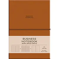 Блокнот А5/96 л. "Школярик" Business /A5-7135LBrown/ == обкл.полиуретан мягкий, крем блок, 80г/м2 "Brown"