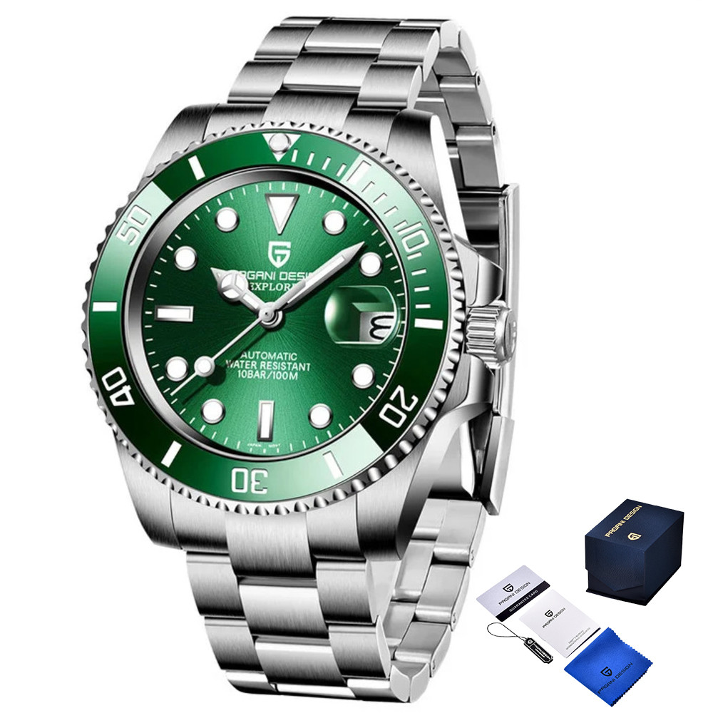 Чоловічий годинник Pagani Design PD-1661 Silver-Green, фото 1