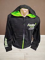 Кофта олімпійка демісезонна на блискавці з капюшоном для хлопчика Фаст на 6-16 років чорна