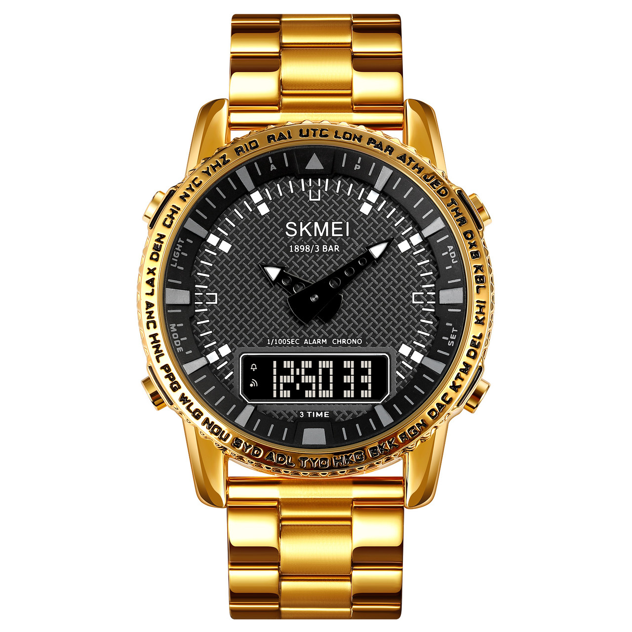 Чоловічий годинник Skmei 1898GDBK Gold-Black, фото 1