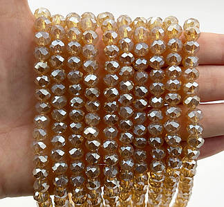 Намистини рондель / 8*6 мм / Кількість: 60-65 шт / Прозорий / Світло-коричневий №305