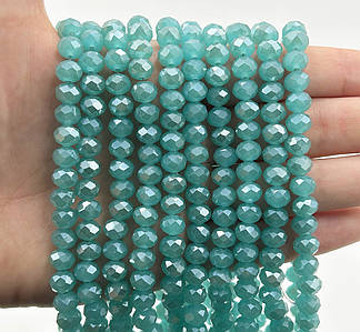 Намистини рондель / 8*6 мм / Кількість: 60-65 шт / Напівпрозорий / Бірюзовий №307