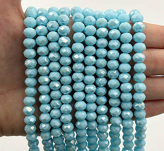 Намистини рондель / 8*6 мм / Кількість: 60-65 шт / Непрозорий / з бочком / Небесний №311