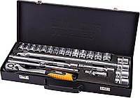 Набір насадок торцевих MasterTool 78-4124 PROFI, CrV 1/2" 10-32 мм, тріскачка 72Т, 24 шт метал.кейс