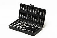 Набір насадок торцевих ТИТУЛ 78-6046 (CrV 1/4" з тріскачкою 24 зуба, 46 шт в кейсі)