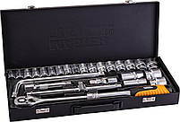 Набір насадок торцевих MasterTool 78-4124 PROFI, CrV 1/2" 10-32 мм, тріскачка 72Т, 24 шт метал.кейс, фото 3