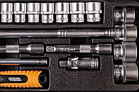 Набір насадок торцевих MasterTool 78-4124 PROFI, CrV 1/2" 10-32 мм, тріскачка 72Т, 24 шт метал.кейс, фото 7