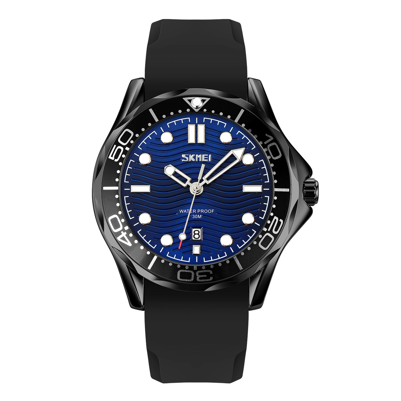 Skmei 9276PBKBU Black-Blue Silicone Strap, фото 1
