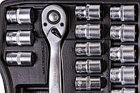 Набір насадок торцевих MasterTool 78-4032 PROFI, CrV 1/2" 8-32 мм, тріскачка 72Т, 32 шт, кейс, фото 7