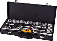 Набір насадок торцевих MasterTool 78-4125 PROFI, CrV 1/2" 10-32 мм, тріскачка 72Т, 24 шт мет. кейс, фото 2