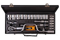 Набір насадок торцевих MasterTool 78-4125 PROFI, CrV 1/2" 10-32 мм, тріскачка 72Т, 24 шт мет. кейс, фото 6