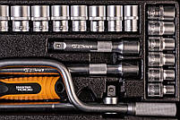Набір насадок торцевих MasterTool 78-4125 PROFI, CrV 1/2" 10-32 мм, тріскачка 72Т, 24 шт мет. кейс, фото 10