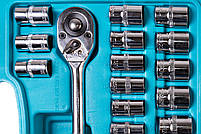 Набір насадок торцевих ТИТУЛ 78-6032 (CrV 1/2" з тріскачкою 24 зуба, 32 шт в кейсі), фото 6