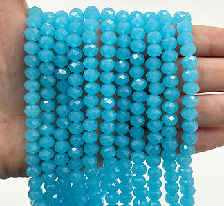 Намистини рондель / 8*6 мм / Кількість: 60-65 шт / Напівпрозорий / Насичений аквамарин №323