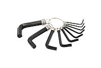 Ключі шестигранні MasterTool 75-0954, набір 10 шт CrV (1,5-10мм L38-60мм), фото 2