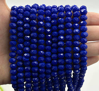Намистини рондель / 8*6 мм / Кількість: 60-65 шт / Непрозорий / Синій №313